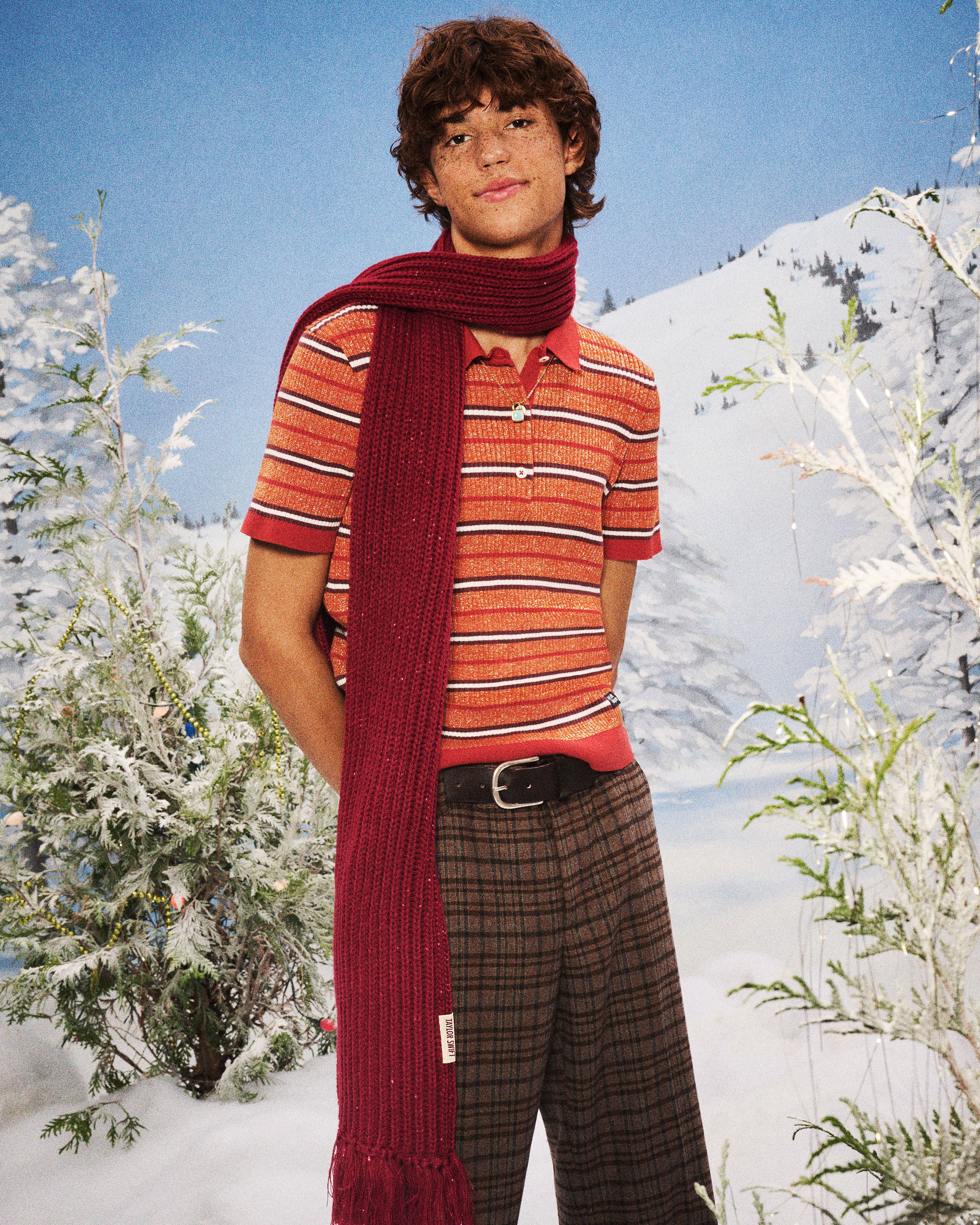 All Too Well Lurex Red Scarf - Image 3