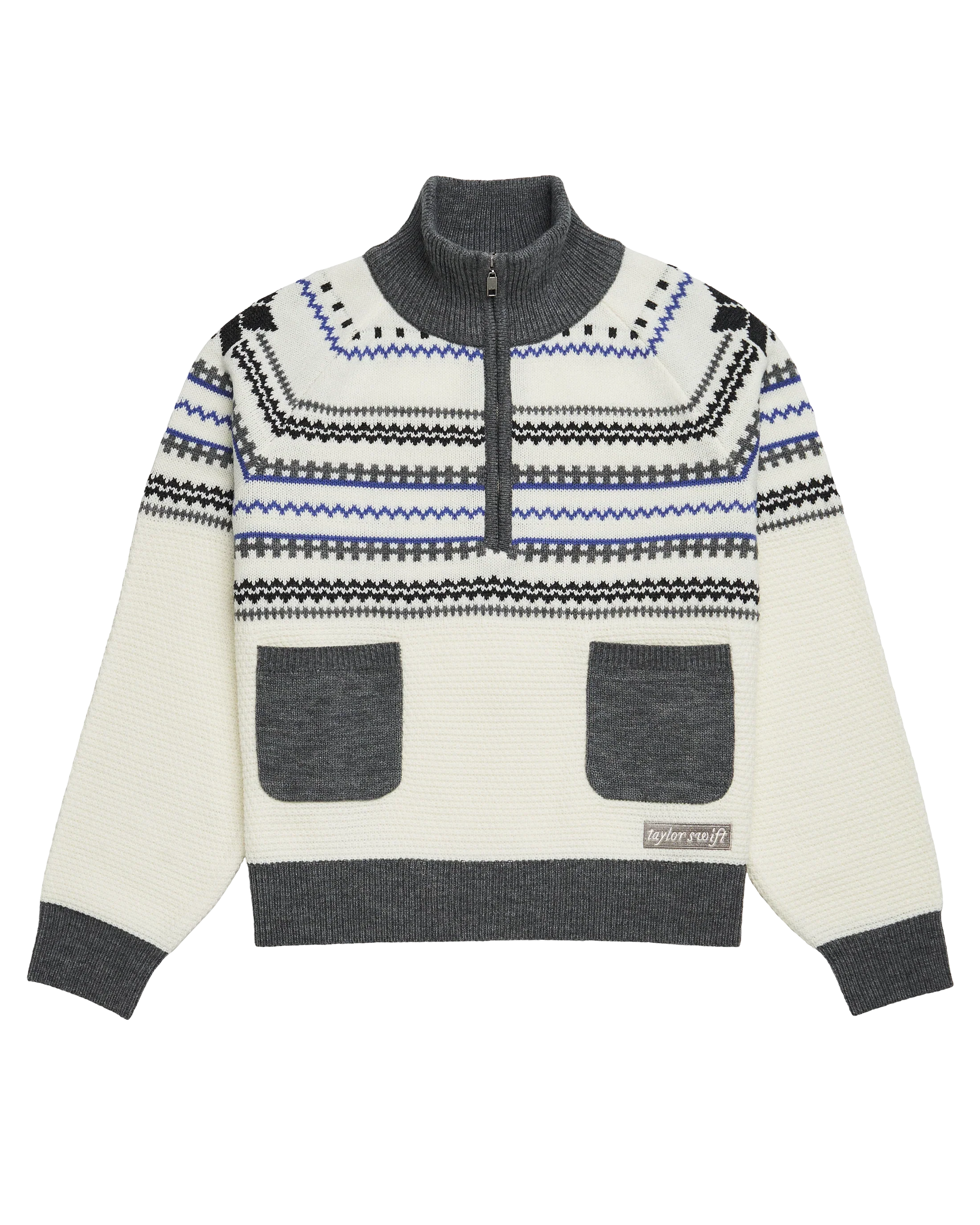 Folklore Album Quarter Zip Up Sweater